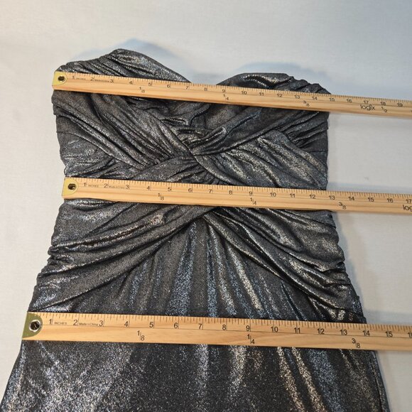 MILANO Silver Metallic Strapless Ruched Ruffled Mini Dress Size XXXL New NO Tag! - Picture 15 of 16